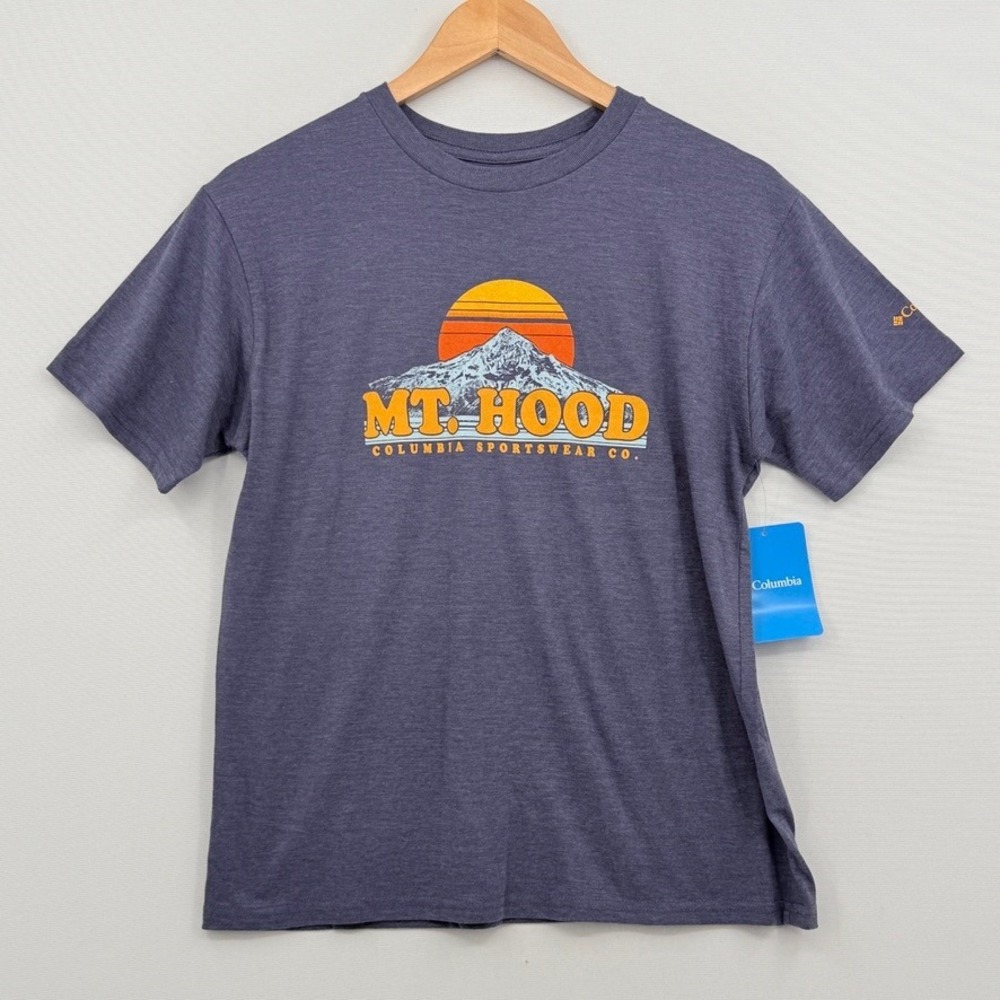 Columbia Mt. Hood T-Shirt Kids Large Blue Graphic Tee Outdoor Gorpcore PNW NEW